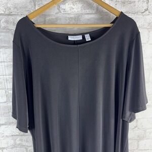 Susan Graver Liquid Knit Popover‎ Top Classic Black  Travel Stretch Size 3x